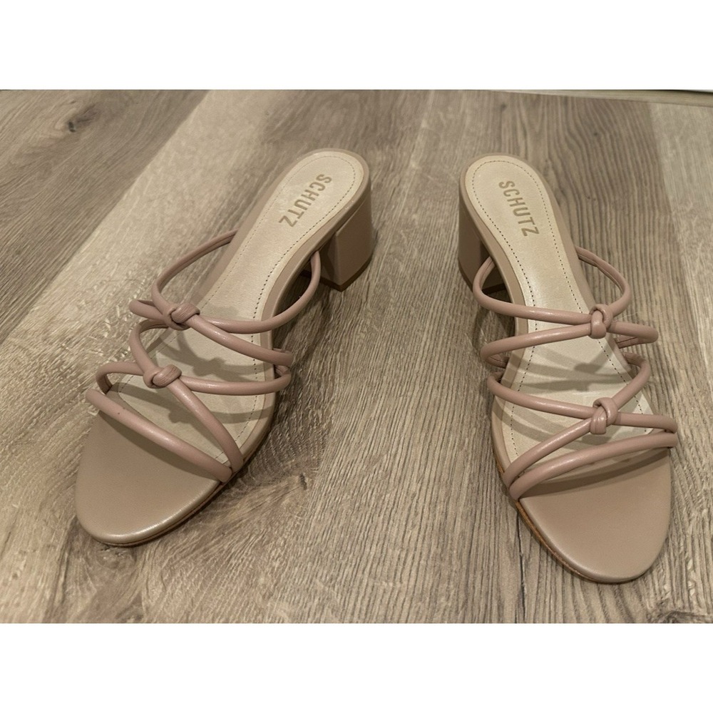 NEW Schutz Tan/Beige Princey Sandals 'True Beige' on Revolve 7.5 Strappy Open-To